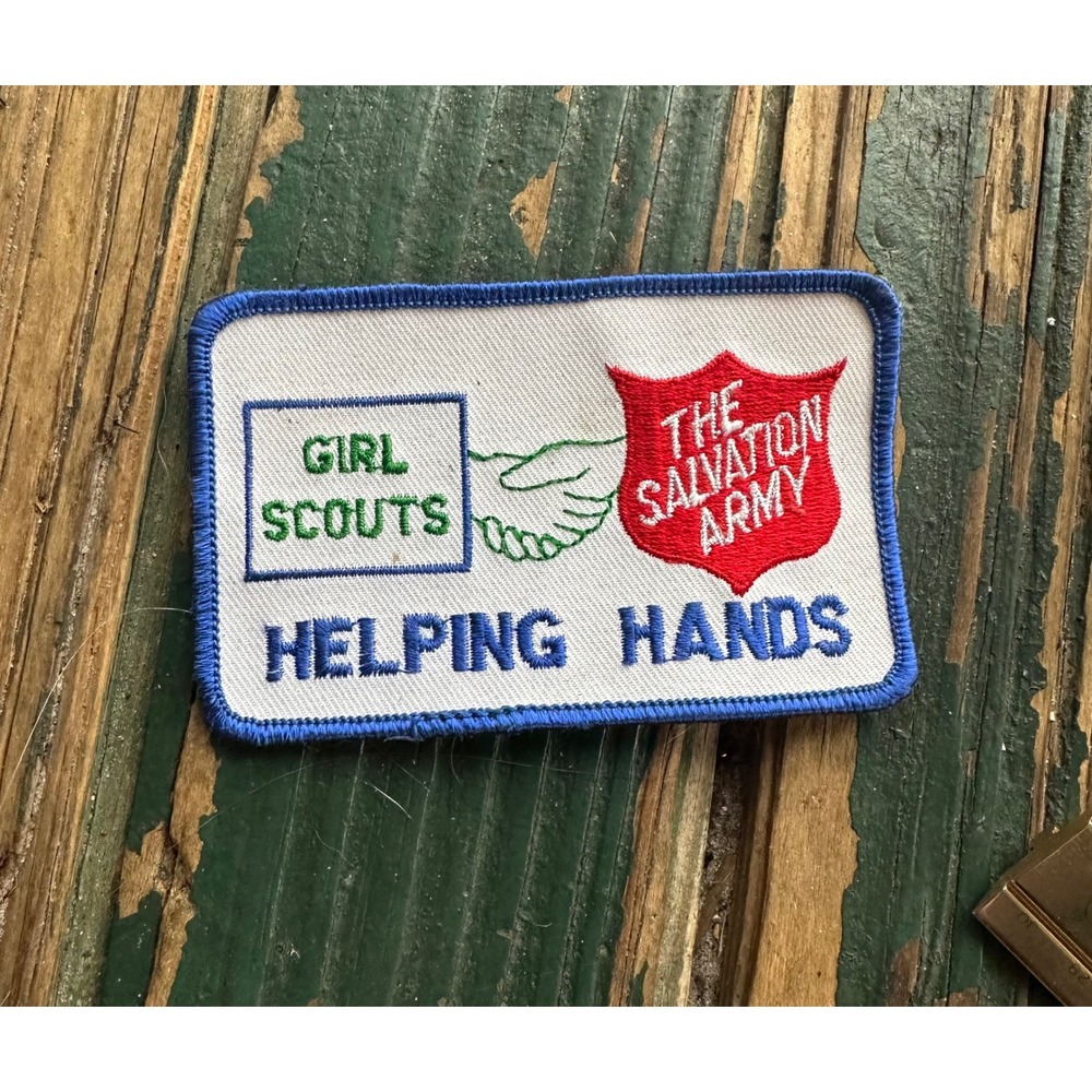 Vintage Girl Scouts The Salvation Army Helping Hands Embroidered Patch A3774